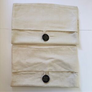 Pottery Barn Set of 2 Pillow Covers Ecru Button Closure 100% Linen 18x18